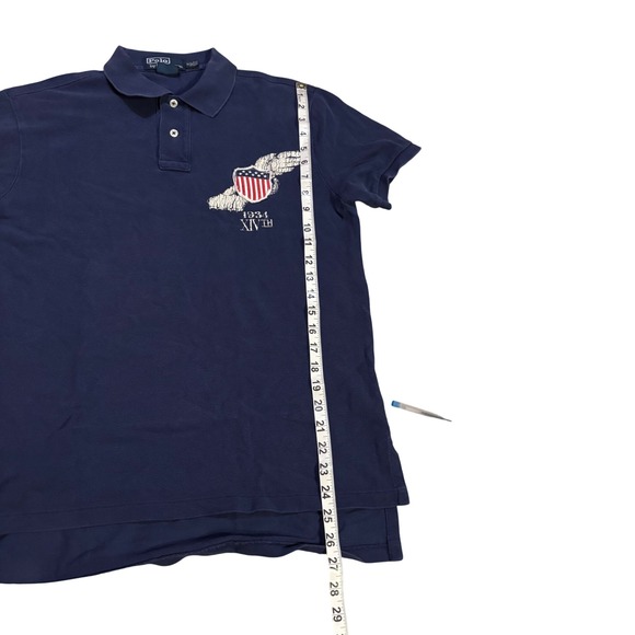 Polo Ralph Lauren Men's Navy Blue Custom Fit Polo Shirt Embroidered Wings Size M - Picture 11 of 11